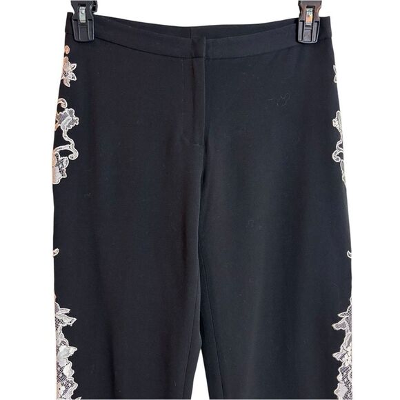 Vintage 90's Y2K Cache Black White Lace Trim Side Slit Dress Pants Size 4 NEW - Picture 3 of 9